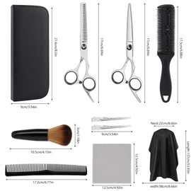 Hairdressing Scissors Set, Stainless Steel Scissors Set for Thinning and Structuring Hair Scissors (10 Pieces)