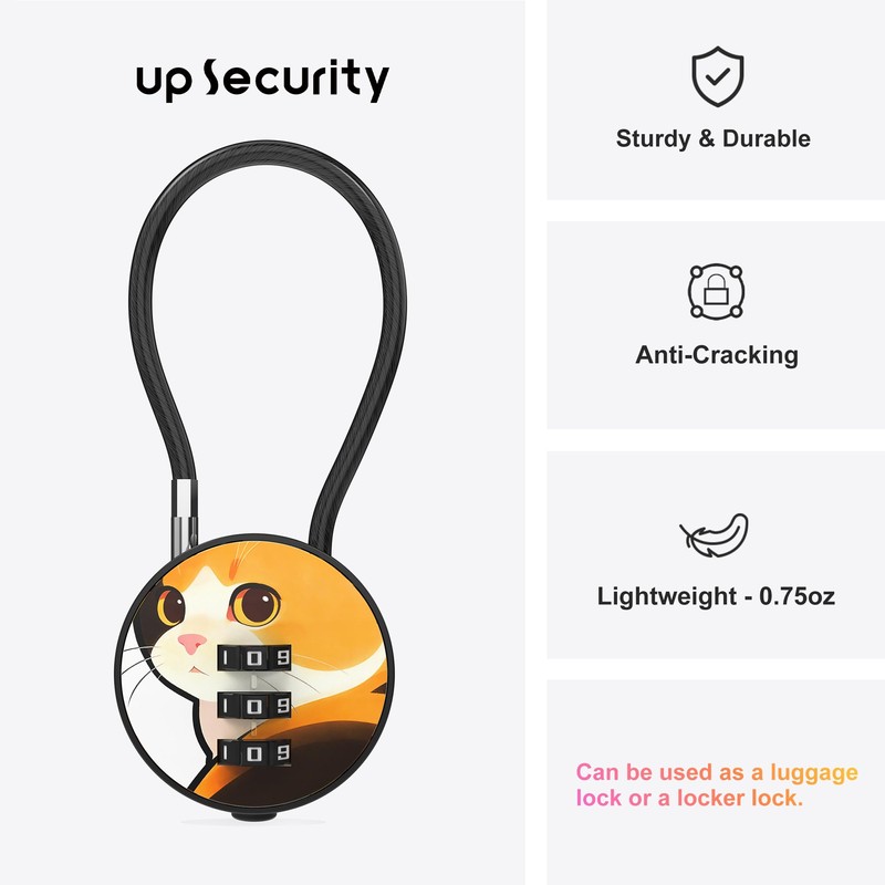 Small Combination Lock for Luggage, Gym Locker, Backpack Bag Zipper,