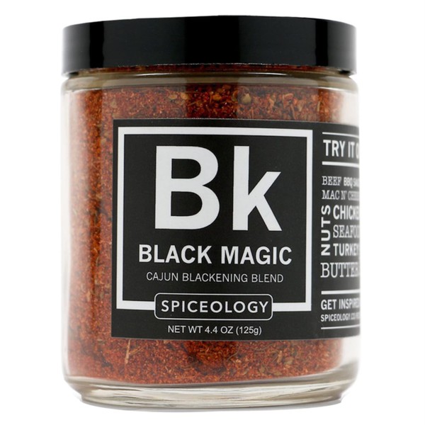 Spiceology - Black Magic - Cajun Blackening Spice Blend - Spicy Creole Dry Rub and Seasoning - Use On: Beef, Chicken, Mac N' Cheese, Turkey, Butter, Seafood or Nuts - 4.4 oz
