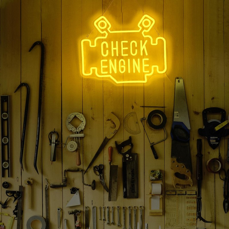 Check Engine Neon Signs for wall decor, Garage Neon Sign