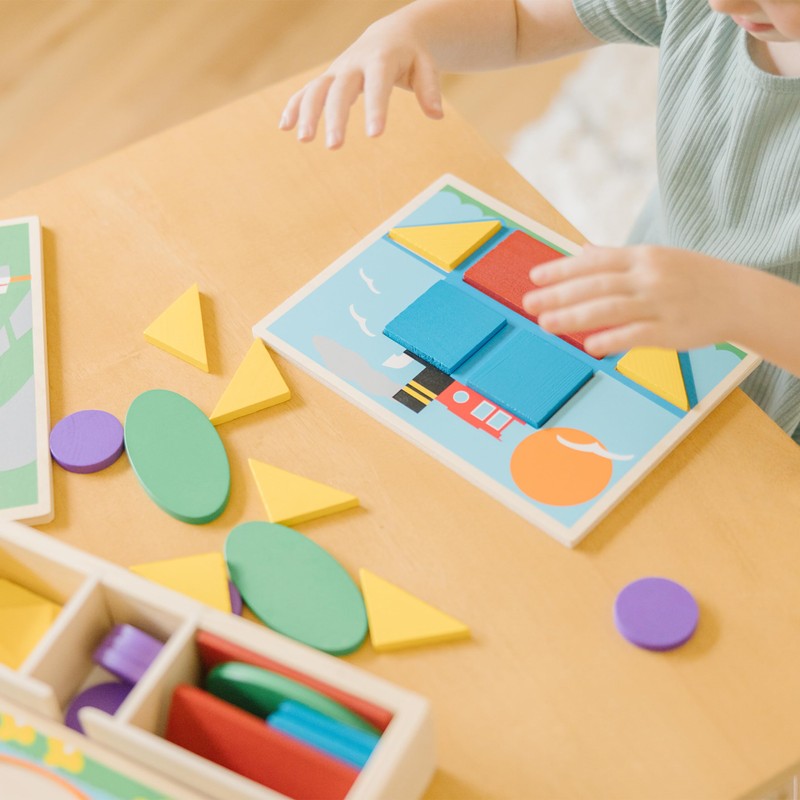 Melissa & Doug Beginner Wooden Pattern Blocks Educational Toy with
