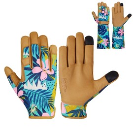Escort Tools Ladies Leather Gardening Work Gloves Thorn Proof, Touch Screen, Multipurpose, Breathable High Dexterity Mechanic Heavy Duty Safety working Gloves For Women and Men (Short Cuff, L)