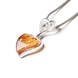MyBernstein Amber Heart Pendant (Amber Jewellery 10208), Silver amber Silver, Amber