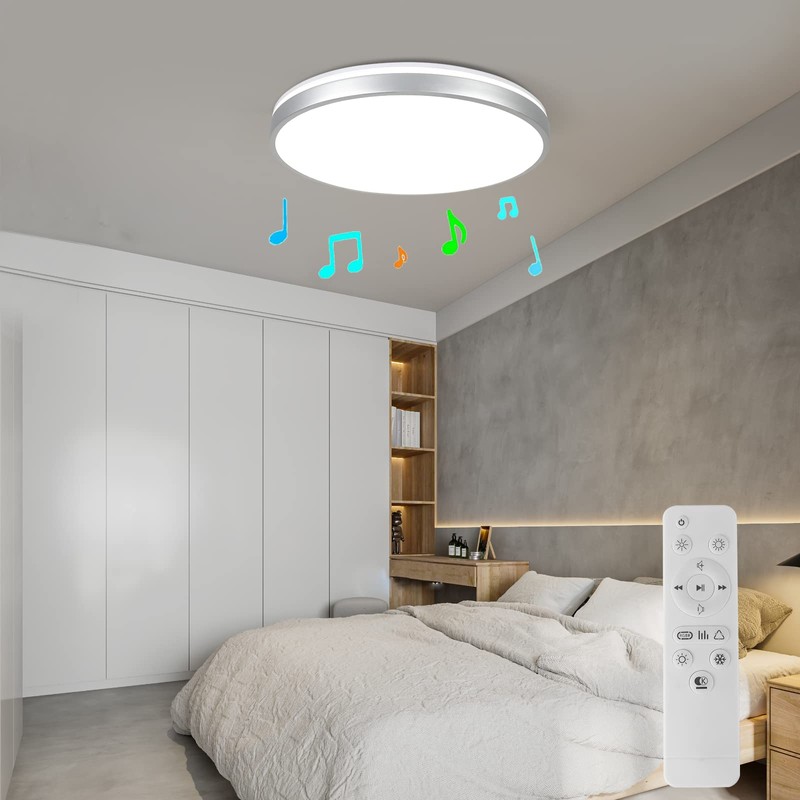 HOREVO Bathroom Ceiling Light with Remote Control with Bluetooth Speaker,