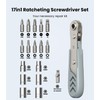 AXTH 17in1 Right Angle Ratcheting Screwdriver Set, [Bearing Steel] 36-Tooth