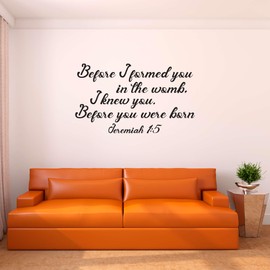 Children Knew You Before You were Born Uplifting Quote Wall Decal Decoration Before I Formed You Jeremiah 1:5 Bible Verse Cursive Lasts Years and Easily Removable - Size: 30 in(W) x 27 in(H)