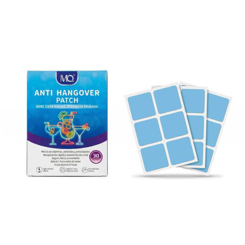 MQ Anti Hangover Patch Anticruda, 30 Parches Multivitamínicos de Uso