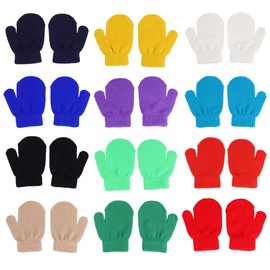PACKOVE Warm Mitten 12 Pairs Children's Knitted Gloves Bulk Gloves Teens Winter Stretchy Knit Gloves Chidren's Gloves