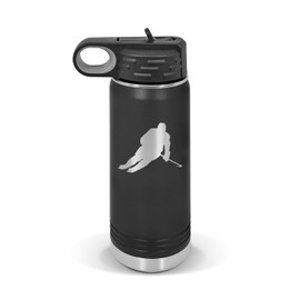 RDW Ice Hockey Water Bottle 20 oz - Laser Engraved w/Flip Top Removable Straw - Polar Camel - Stainless - Vacuum Insulated - Drinkware - Team Skating Rink Skate Skaters - Black