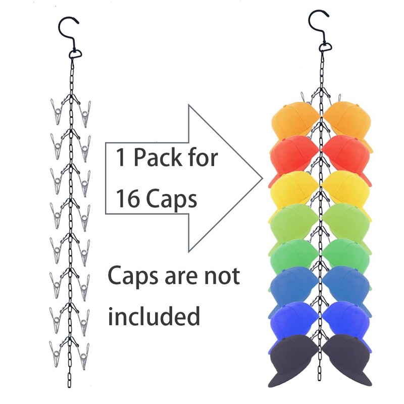 ZipSeven Hat Rack for Baseball Caps Adjustable Hanging Hat Organizer