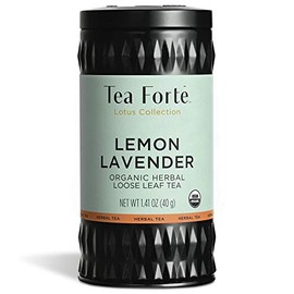 Tea Forte Té de hierbas orgánicas de lavanda y limón, recipiente de té suelto para 35-50 tazas, té orgánico Lotus, 1.41 onzas