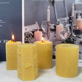 Bees 3D Honeycomb Silicone Pillar Candle Mold - Scented DIY Candle Making