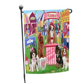 Doggie of the Day Cavalier King Charles Spaniel Dogs Garden Flags - Carnival Kissing Booth - Double Sided - Yard Porch Lawn Spring Decorative Gift - Home Decor 12 1/2"w x 18"h
