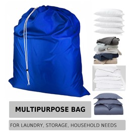 Super Extra Large Heavy Duty 100% Nylon Laundry Storage Bag, H U G E size: L 40" x H 50", Family size Bag with Locking Closure Drawstring, Machine Washable, XXL Organizer Bag. Made in USA (ROYAL BLUE)