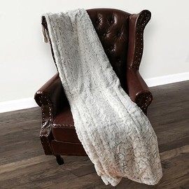 Two Lumps of Sugar Grey Snow Leopard 60 x 72 Minky Blanket - Super Soft, Cozy, and Warm, Large 60" x 72" Plush Luxury Faux Fur Full/Queen Size Blanket for Couch, Sofa, Bed, Travel, Breathable.