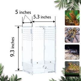 WBHONGHUI Acrylic Clear Reptile Habitat Enclosure Terrarium with Latch ，Perfect for Amphibians and Invertebrates Such as Spiders, Frogs, etc, Small Size, Horizontal or Vertical Style