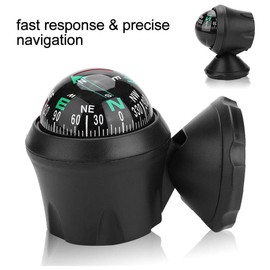 Compass Marine Navigation Ball, Electronic Adjustable Ball Night Vision Compass, Adjustable Bracket, Visible Lubrication Line for Boat, Marine Boat, Truck, Caravan, Black