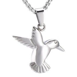 Oinsi Little Hummingbird Cremation Pendant Jewelry Ashes Urn for Pet Remembrance Necklace + Box+Fill Kit, 316L