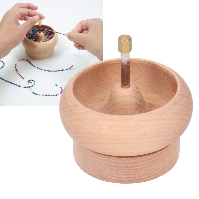 Bead Spinner DIY Beading Turning Bowl 10cm Wooden Manual Beading