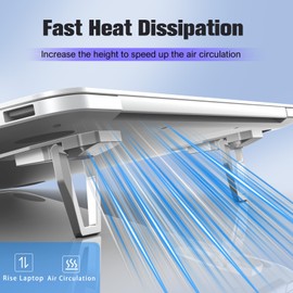 PONICOR Zinc Alloy Computer Keyboard Stand for Desk, Foldable Keyboard Riser with 2 Angle Adjustable, Self-Adhesive Invisible Laptop Stand for Desk (2pcs Silver)