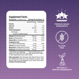 Le-Vel Thrive Thirst Electrolyte Powder with Amino Acids – Premium Hydration with Pink Himalayan Salt, Coconut, Potassium & More – 30 Pack (30 Packet No Caffeine, Grape)