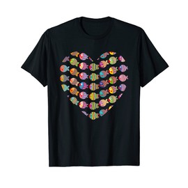 Many small colorful funny fish in heart shape T-Shirt
