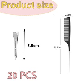 20 Stück 5,5cm Entebill Haarspangen, Silber Metall Haarklammern Abteilklammern Friseurbedarf Haarclips Alligator Curl Clips mit Löchern