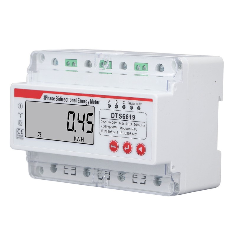 3 Phase 4 Wire Energy Meter LCD Display Multifunctional Button