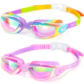 Water Space Swimming Goggles for Children from 6-14 Years, Pack of 2 Swimming Goggles for Children from 3-6 Years, Toddler Teenagers Girls Boys Swimming Goggles