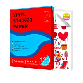 Ruibytree 120 Sheets 8.5 x 11 inch Matte White Vinyl Self-Adhesive Labels, Waterproof Labels Compatible with Inkjet Printers,Tear Resistant, Easy to Peel,Non-Blistering