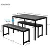 Black Dining Set with Bench,JULYFOX 3 Piece Modern Dining Room