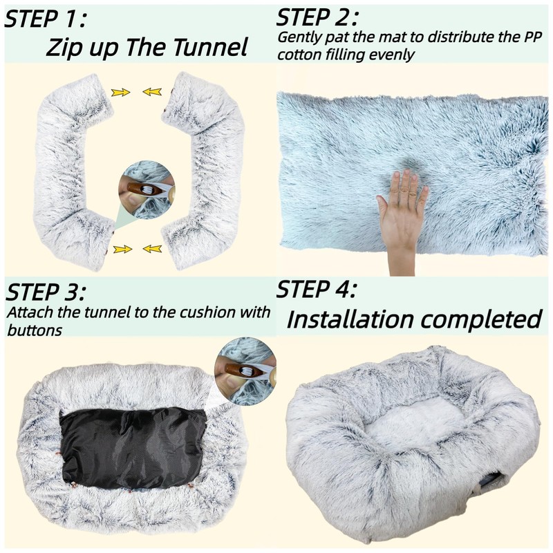 XxingSheep Extra Large Cat Tunnel Bed for Indoor Cats Peekaboo