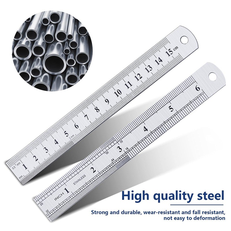 Ruler 15 Cm, Metal Ruler Straight Edge For Cutting Centre