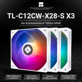 TR TL-C12CW-X28-S X3 White PC Fan with 1550RPM Speed 120mm Computer Case Fan