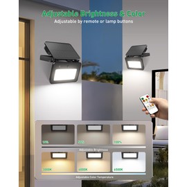 ALUSSO Solar Lights Outdoor Waterproof IP65 with 3 Modes,1000LM Flood Light Motion Sensor 150°,3000K/4000K/5000K Adjustable and Dimmable Outdoor Solar Light for Patio, Yard, Garden, Porch,2Pack