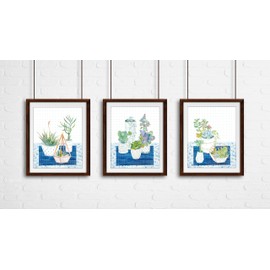 Succulents Art Prints (Ready to frame. Set of 3 quality prints with foil accents.))