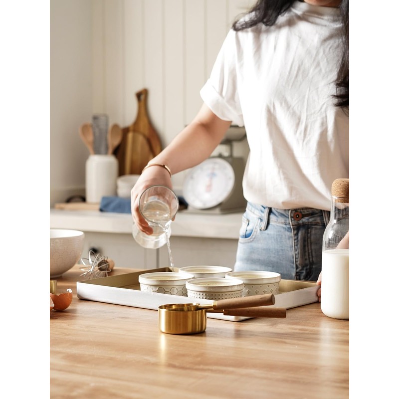 LE TAUCI Ramekins 4 oz Oven Safe for Creme Brulee,