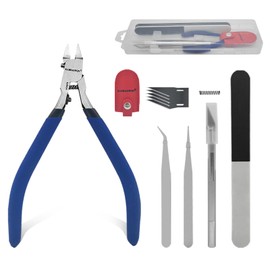 KAIHAOWIN Model Nippers Set 9 Pcs, Single Thin Blade Sprue Cutter with Tool Kit Case for Gundam Hobby Clippers for Gunpla Plastic Model Building Repairing and Fixing