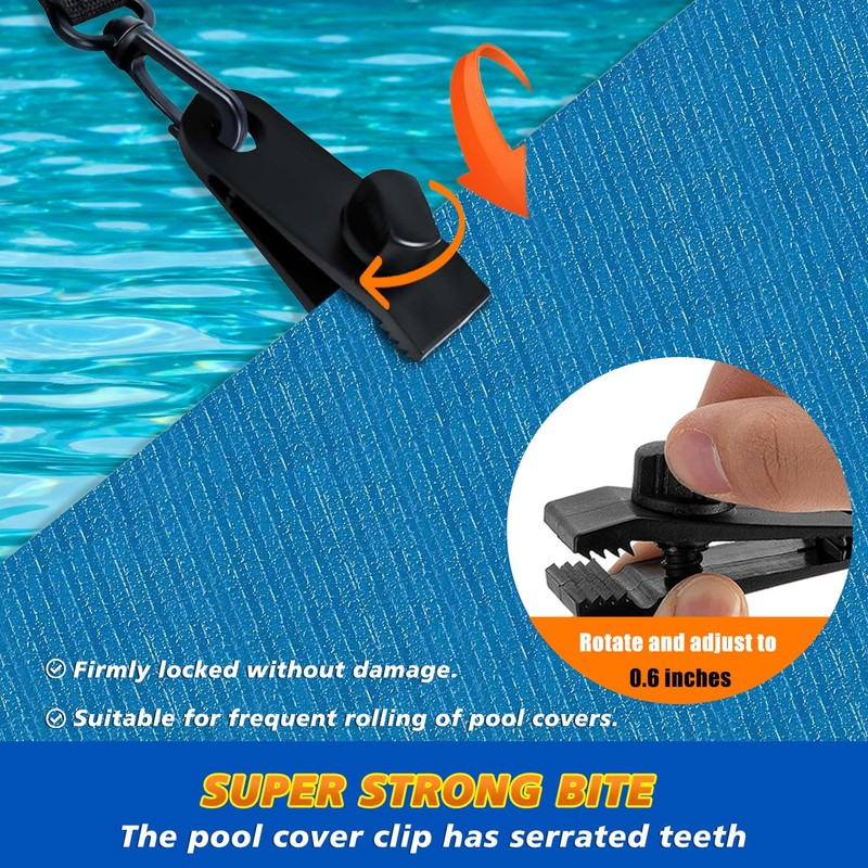 HUAREW 24Pcs Pool Solar Cover Reel Attachment Kit, Solar Blanket