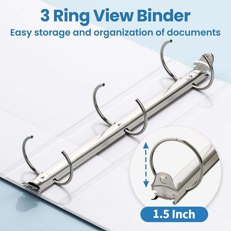 SUNEE 3 Ring Binder 1.5 Inch 2 Pack, Clear View
