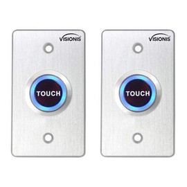Visionis 2 Pack FPC-7516 VIS-7005 Indoor Ultra Thin Push + Touch to Exit Button for Door Access Control with LED Light NC COM and NO Outputs