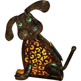 JAYXC HOME Dog Lantern Garden Statue Lamp Metal Rustic Figurine Vintage Dog Lantern Solar Powered Yard Decorations Zen Puppy Boston Terrier Novelty Night Lights Statues Outdoor Waterproof Yard