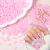 800 Pcs 3D Flower Nail Charms, Pink Blossom Beads Pearl