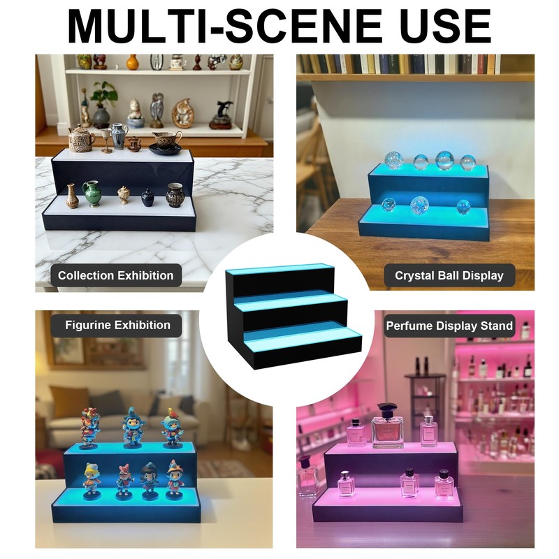 MESAlLUP 16 Inch 3 Tier Lighted Liquor Bottle Display Shelf,