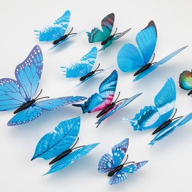 LUTER 24pcs 3D Butterfly Wall Decals 4 Sizes Butterfly Wall Stickers Removable Mural Wall Stickers Art Decor for Bedroom Party Wedding Decors (Blue)