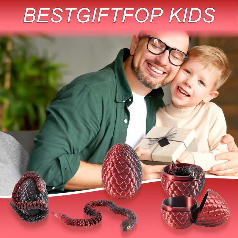 Joycabin 3D Printed Snake Toy, Easter 3D Printed Dragon Egg