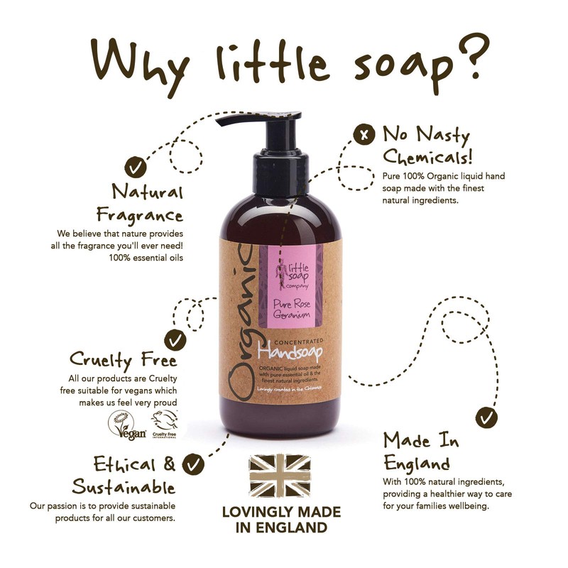 Little Soap Company Organic Rose Geranium Liquid Soap 250ml