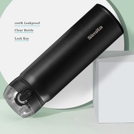 17oz Black Insulated Water Bottle Without Straw, Stainless Steel Material Vacuum Bottle Keep Cold/Hot 12 Hours, Leakproof Tea Strainer(Removable), Suit Office School Gym Travel etc, Simita