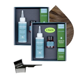 Tinte para cabello y barba para difuminar canas, paquete de 2, rubio ceniza oscuro, kit completo para teñir cabello y barba para uso en el hogar para hombres sin amoníaco, color