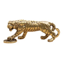 Gold Antique Copper Tiger King Figurines Home Decor Accessories Vintage Brass Animal Ornaments Desk Decorations Collectible Figurines,Home Décor Accents